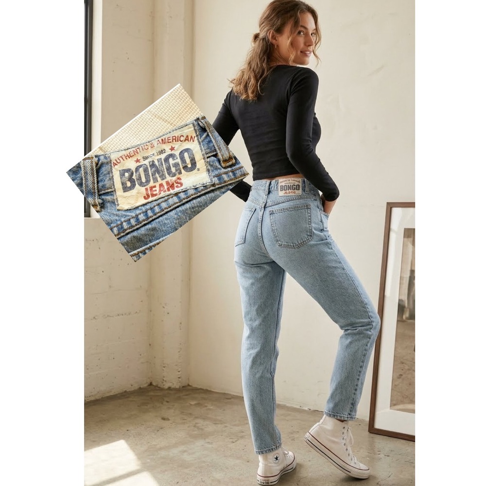 Vintage Bongo Jeans Gene Montesano High Waisted Tapered Leg Light Wash USA Sz 7